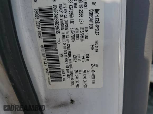 2006 Dodge Grand Caravan SE with VIN 1D4GP24R36B659785, listed as a Copart auction lot 70470085 with 138,017 mi miles and Salvage title. Bid and sale history available at DreamBid. Image 13.
