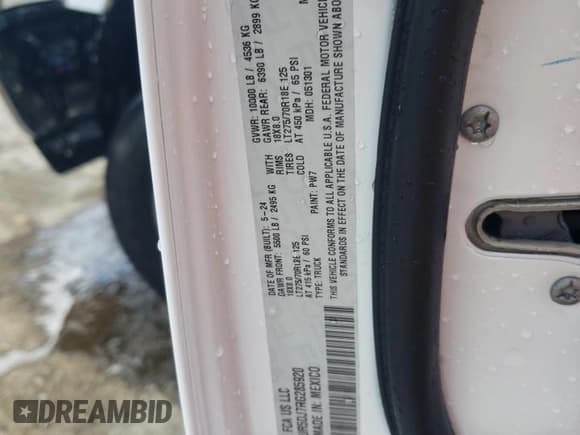 ✅ 2024 Ram 2500 Big Horn • VIN: 3C6UR5DJ7RG285920 • Lot: 62305525. Wystawiony na Copart z przebiegiem 35 802 mil. Bezpłatny archiwum sprzedaży aukcyjnych z USA i szczegółowy raport historii pojazdu na DreamBid. Zdjęcie 12.