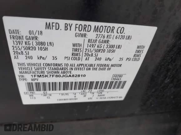 2018 Ford Explorer Limited z VIN 1FM5K7F80JGA82810, wystawiony jako IAAI lot #43509520 z przebiegiem 151 555 mil mil oraz . Historia ofert i sprzedaży dostępna na DreamBid. Obrazek 9.