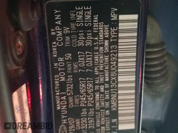 2008 Hyundai Veracruz GLS с VIN KM8NU13CX8U049213, выставлен на аукционе Copart как лот 42765345 с пробегом 70 975 миль миль и Чистый • Clean title. История ставок и продаж доступна на DreamBid. Изображение 13.