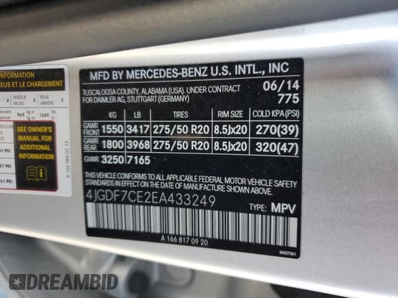 ✅ 2014 Mercedes-Benz GL 450 • VIN: 4JGDF7CE2EA433249 • Лот: 92381755. Опубликован ранее на Copart с пробегом 157 540 миль. Бесплатный доступ к архиву аукционных продаж из США и подробный отчёт об истории автомобиля на DreamBid. Изображение 13.