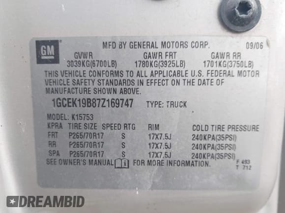 ✅ 2007 Chevrolet Silverado 1500 LT3 • VIN: 1GCEK19B87Z169747 • Lot: 43649227. Listed on IAAI with 188,548 mi. Free auction sales archive from the USA and detailed vehicle history report at DreamBid. Image 9.