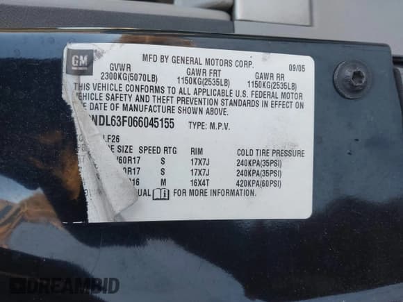 ✅ 2006 Chevrolet Equinox LT • VIN: 2CNDL63F066045155 • Лот: 41336353. Опубликован ранее на IAAI с пробегом 198 498 миль. Бесплатный доступ к архиву аукционных продаж из США и подробный отчёт об истории автомобиля на DreamBid. Изображение 9.