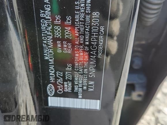 ✅ 2023 Hyundai Elantra SEL • VIN: 5NPLM4AG4PH103018 • Lot: 92325975. Listed on Copart with 65,860 mi. Free auction sales archive from the USA and detailed vehicle history report at DreamBid. Image 12.