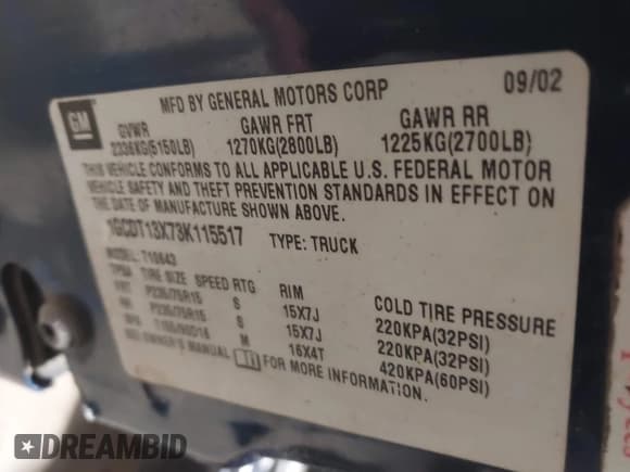 ✅ 2003 Chevrolet S-10 LS • VIN: 1GCDT13X73K115517 • Лот: 41613088. Опубликован ранее на IAAI с пробегом 180 039 миль. Бесплатный доступ к архиву аукционных продаж из США и подробный отчёт об истории автомобиля на DreamBid. Изображение 9.