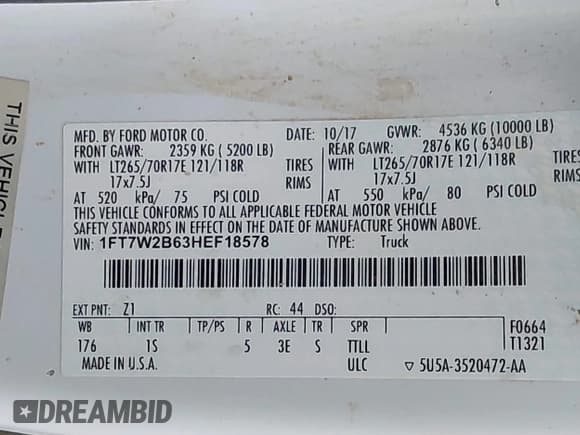 ✅ 2017 Ford F-250 Lariat • VIN: 1FT7W2B63HEF18578 • Lot: 43523629. Listed on IAAI with 162,714 mi. Free auction sales archive from the USA and detailed vehicle history report at DreamBid. Image 9.