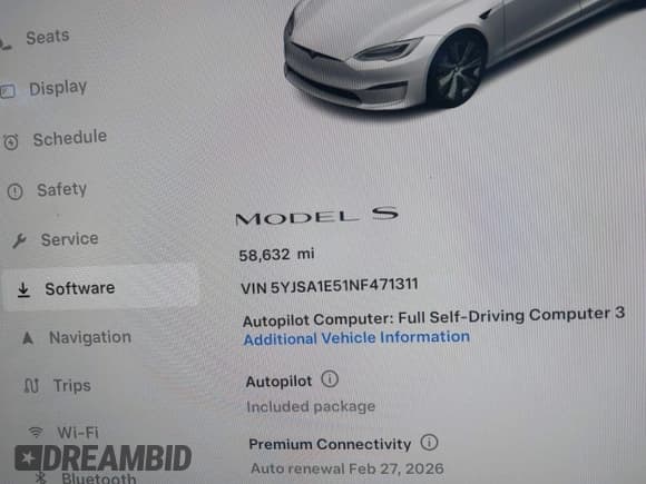 ✅ 2022 Tesla Model S • VIN: 5YJSA1E51NF471311 • Lot: 43680446. Wystawiony na IAAI z przebiegiem 58 632 mil. Bezpłatny archiwum sprzedaży aukcyjnych z USA i szczegółowy raport historii pojazdu na DreamBid. Zdjęcie 7.