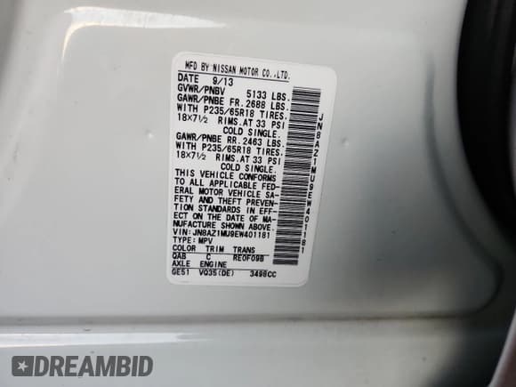 ✅ 2014 Nissan Murano LE • VIN: JN8AZ1MU9EW401181 • Lot: 91687245. Wystawiony na Copart z przebiegiem 87 100 mil. Bezpłatny archiwum sprzedaży aukcyjnych z USA i szczegółowy raport historii pojazdu na DreamBid. Zdjęcie 13.