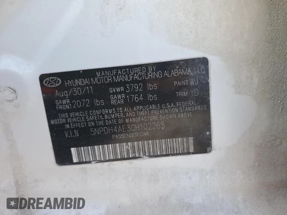 ✅ 2012 Hyundai Elantra GLS • VIN: 5NPDH4AE3CH102265 • Lot: 90111085. Listed on Copart with 100,266 mi. Free auction sales archive from the USA and detailed vehicle history report at DreamBid. Image 12.