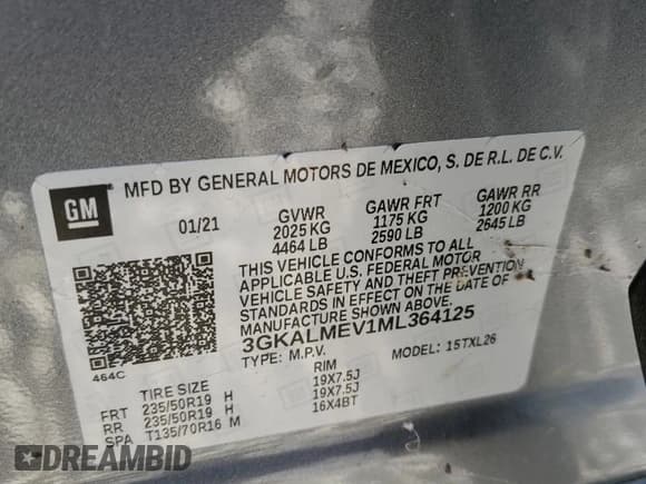 ✅ 2021 GMC Terrain SLE • VIN: 3GKALMEV1ML364125 • Lot: 87064335. Listed on Copart with 141,981 mi. Free auction sales archive from the USA and detailed vehicle history report at DreamBid. Image 13.