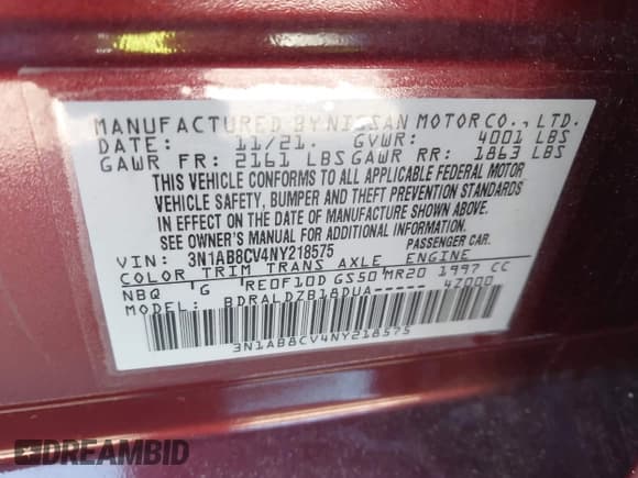 ✅ 2022 Nissan Sentra SV • VIN: 3N1AB8CV4NY218575 • Lot: 43568717. Wystawiony na IAAI z przebiegiem 59 279 mil. Bezpłatny archiwum sprzedaży aukcyjnych z USA i szczegółowy raport historii pojazdu na DreamBid. Zdjęcie 9.