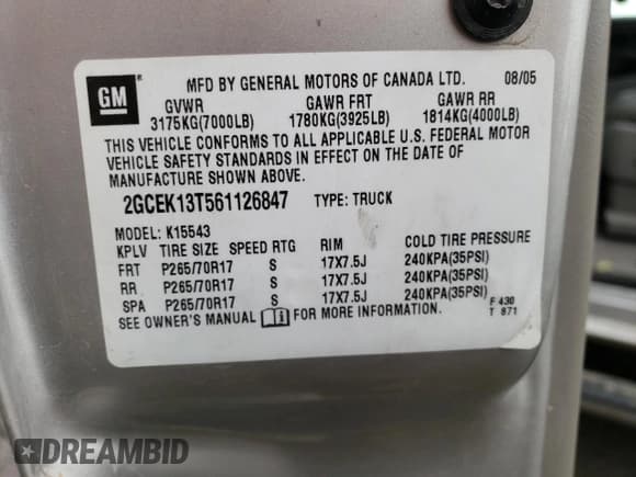 ✅ 2006 Chevrolet Silverado 1500 LT1 • VIN: 2GCEK13T561126847 • Лот: 68476844. Опубликован ранее на Copart с пробегом 112 678 миль. Бесплатный доступ к архиву аукционных продаж из США и подробный отчёт об истории автомобиля на DreamBid. Изображение 12.