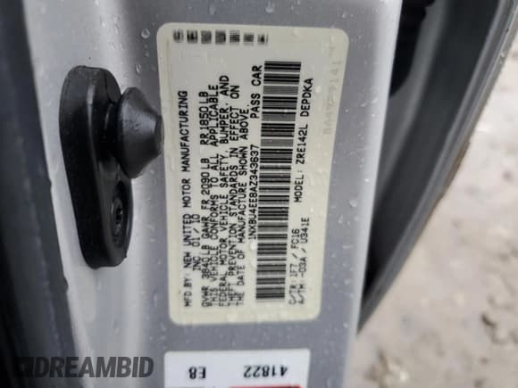 ✅ 2010 Toyota Corolla LE • VIN: 1NXBU4EE8AZ343637 • Lot: 92098545. Wystawiony na Copart z przebiegiem 144 512 mil. Bezpłatny archiwum sprzedaży aukcyjnych z USA i szczegółowy raport historii pojazdu na DreamBid. Zdjęcie 13.