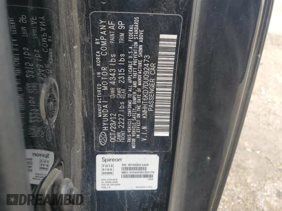 ✅ 2013 Hyundai Genesis Coupe Premium • VIN: KMHHT6KD7DU092473 • Lot: 58094385. Wystawiony na Copart z przebiegiem 114 679 mil. Bezpłatny archiwum sprzedaży aukcyjnych z USA i szczegółowy raport historii pojazdu na DreamBid. Zdjęcie 12.