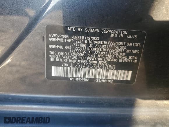 ✅ 2019 Subaru Crosstrek Premium • VIN: JF2GTACC2KH237080 • Lot: 89693935. Listed on Copart with 118,983 mi. Free auction sales archive from the USA and detailed vehicle history report at DreamBid. Image 13.