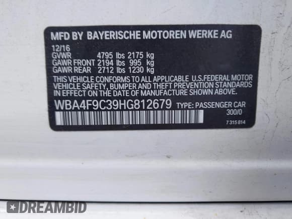 ✅ 2017 BMW 4 Series 430i xDrive • VIN: WBA4F9C39HG812679 • Lot: 42557349. Listed on IAAI with 141,323 mi. Free auction sales archive from the USA and detailed vehicle history report at DreamBid. Image 9.