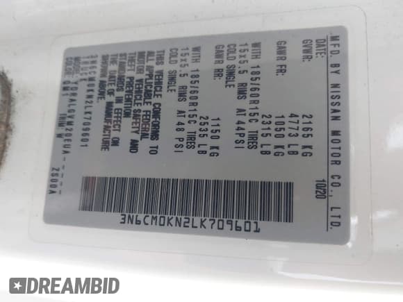 ✅ 2020 Nissan NV200 SV • VIN: 3N6CM0KN2LK709601 • Lot: 43253448. Wystawiony na IAAI z przebiegiem 233 308 mil. Bezpłatny archiwum sprzedaży aukcyjnych z USA i szczegółowy raport historii pojazdu na DreamBid. Zdjęcie 9.