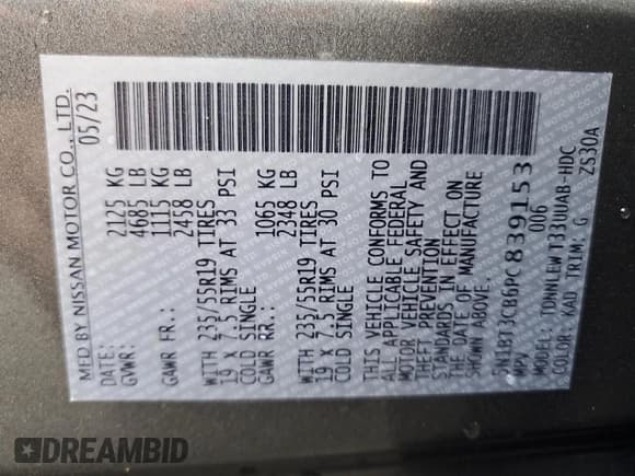 ✅ 2023 Nissan Rogue SL • VIN: 5N1BT3CB6PC839153 • Lot: 81627665. Wystawiony na Copart z przebiegiem 94 149 mil. Bezpłatny archiwum sprzedaży aukcyjnych z USA i szczegółowy raport historii pojazdu na DreamBid. Zdjęcie 13.