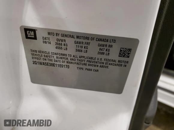 ✅ 2014 Chevrolet Impala LS • VIN: 2G1WA5E38E1189170 • Лот: 78396264. Опубликован ранее на Copart с пробегом 123 937 миль. Бесплатный доступ к архиву аукционных продаж из США и подробный отчёт об истории автомобиля на DreamBid. Изображение 13.