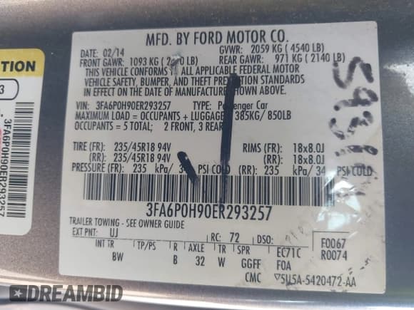 ✅ 2014 Ford Fusion SE • VIN: 3FA6P0H90ER293257 • Lot: 43627230. Wystawiony na IAAI z przebiegiem 158 453 mil. Bezpłatny archiwum sprzedaży aukcyjnych z USA i szczegółowy raport historii pojazdu na DreamBid. Zdjęcie 9.