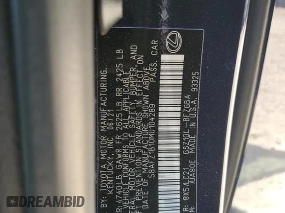 ✅ 2021 Lexus ES 350 Ultra Luxury • VIN: 58AFZ1B10MU104289 • Lot: 66146375. Wystawiony na Copart z przebiegiem 26 353 mil. Bezpłatny archiwum sprzedaży aukcyjnych z USA i szczegółowy raport historii pojazdu na DreamBid. Zdjęcie 12.