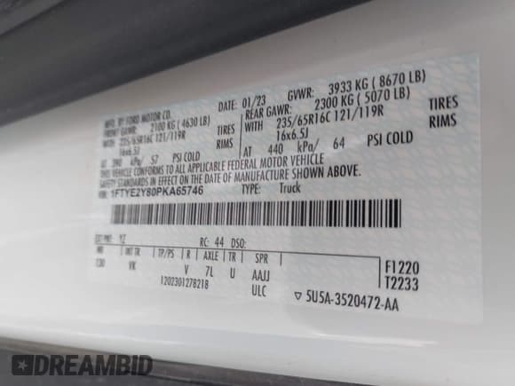 ✅ 2023 Ford Transit • VIN: 1FTYE2Y80PKA65746 • Lot: 43025363. Wystawiony na IAAI z przebiegiem 48 016 mil. Bezpłatny archiwum sprzedaży aukcyjnych z USA i szczegółowy raport historii pojazdu na DreamBid. Zdjęcie 9.