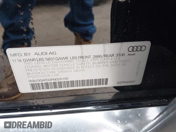 ✅ 2015 Audi A8 3.0T • VIN: WAU3GAFD2FN026195 • Lot: 42203252. Listed on IAAI with 146,908 mi. Free auction sales archive from the USA and detailed vehicle history report at DreamBid. Image 9.