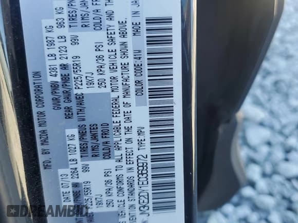 ✅ 2014 Mazda CX-5 Grand Touring • VIN: JM3KE2DY1E0369972 • Лот: 87009075. Опубликован ранее на Copart с пробегом 171 562 миль. Бесплатный доступ к архиву аукционных продаж из США и подробный отчёт об истории автомобиля на DreamBid. Изображение 12.