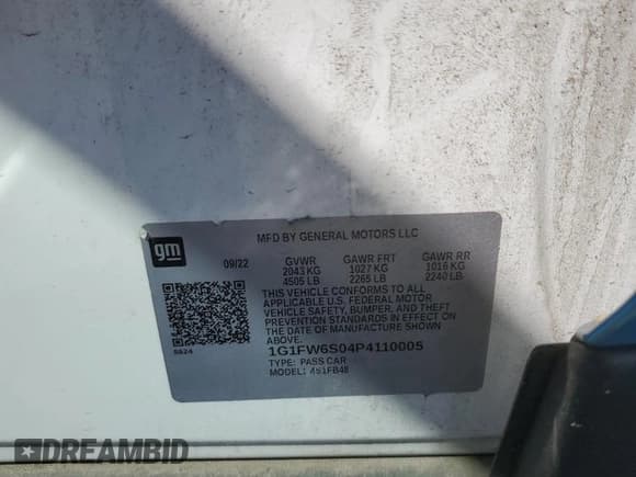 ✅ 2023 Chevrolet Bolt EV 1LT • VIN: 1G1FW6S04P4110005 • Лот: 68889115. Опубликован ранее на Copart с пробегом 43 153 миль. Бесплатный доступ к архиву аукционных продаж из США и подробный отчёт об истории автомобиля на DreamBid. Изображение 13.