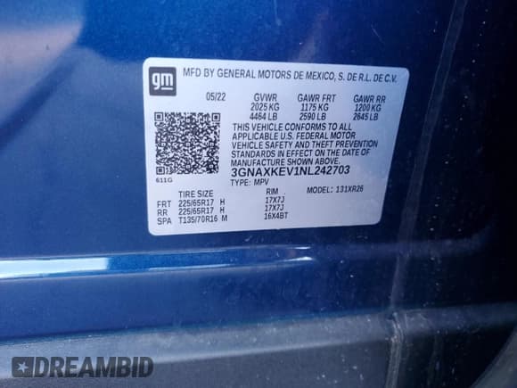 ✅ 2022 Chevrolet Equinox LT • VIN: 3GNAXKEV1NL242703 • Лот: 87181675. Опубликован ранее на Copart с пробегом 19 063 миль. Бесплатный доступ к архиву аукционных продаж из США и подробный отчёт об истории автомобиля на DreamBid. Изображение 13.