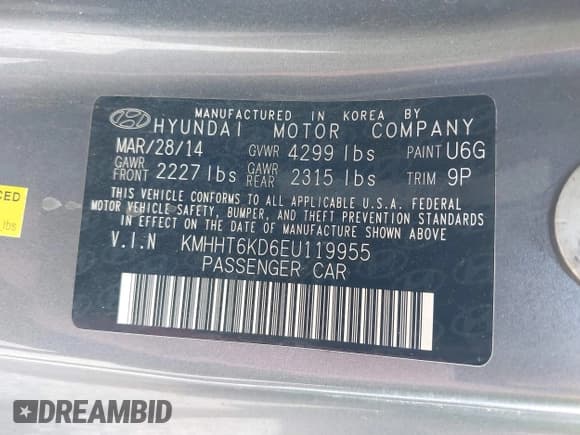 ✅ 2014 Hyundai Genesis Coupe Premium • VIN: KMHHT6KD6EU119955 • Lot: 42749956. Wystawiony na IAAI z przebiegiem 160 036 mil. Bezpłatny archiwum sprzedaży aukcyjnych z USA i szczegółowy raport historii pojazdu na DreamBid. Zdjęcie 9.