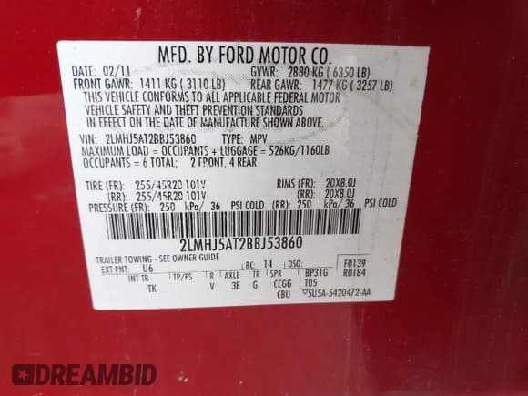 ✅ 2011 Lincoln MKT EcoBoost • VIN: 2LMHJ5AT2BBJ53860 • Lot: 41550926. Wystawiony na IAAI z przebiegiem Nie podano. Bezpłatny archiwum sprzedaży aukcyjnych z USA i szczegółowy raport historii pojazdu na DreamBid. Zdjęcie 9.