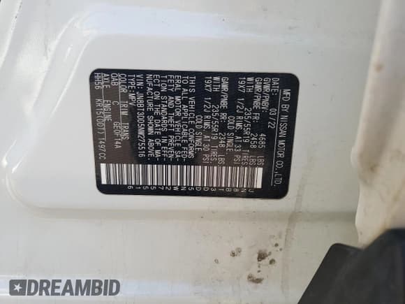 ✅ 2022 Nissan Rogue Platinum • VIN: JN8BT3DD5NW275516 • Lot: 68357565. Listed on Copart with 51,949 mi. Free auction sales archive from the USA and detailed vehicle history report at DreamBid. Image 13.