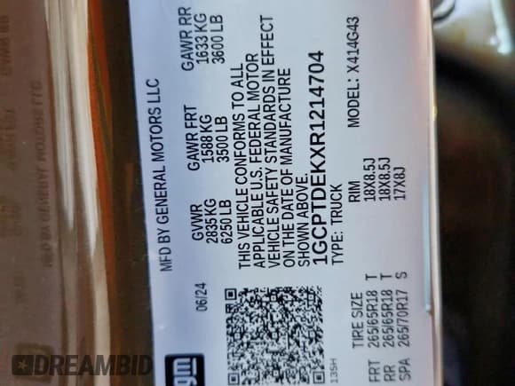 ✅ 2024 Chevrolet Colorado 4WD Z71 • VIN: 1GCPTDEKXR1214704 • Лот: 81501685. Опубликован ранее на Copart с пробегом 29 231 миль. Бесплатный доступ к архиву аукционных продаж из США и подробный отчёт об истории автомобиля на DreamBid. Изображение 12.