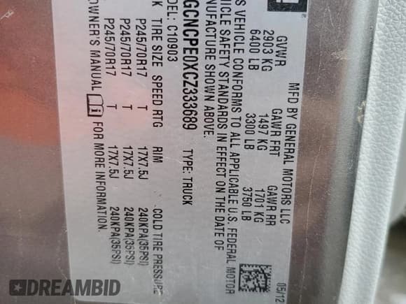 ✅ 2012 Chevrolet Silverado 1500 Work Truck • VIN: 1GCNCPE0XCZ333689 • Lot: 68939844. Listed on Copart with 39,397 mi. Free auction sales archive from the USA and detailed vehicle history report at DreamBid. Image 12.