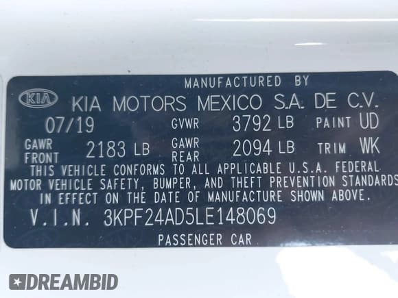 ✅ 2020 Kia Forte LXS • VIN: 3KPF24AD5LE148069 • Lot: 43603687. Wystawiony na IAAI z przebiegiem 82 761 mil. Bezpłatny archiwum sprzedaży aukcyjnych z USA i szczegółowy raport historii pojazdu na DreamBid. Zdjęcie 9.