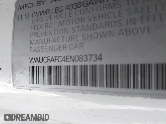 ✅ 2014 Audi A6 Premium • VIN: WAUCFAFC4EN083734 • Lot: 41620442. Listed on IAAI with 116,508 mi. Free auction sales archive from the USA and detailed vehicle history report at DreamBid. Image 9.