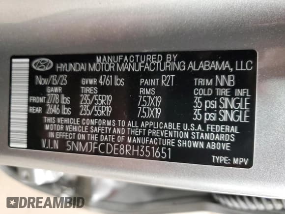 ✅ 2024 Hyundai Tucson SEL • VIN: 5NMJFCDE8RH351651 • Лот: 87295395. Опубликован ранее на Copart с пробегом 45 617 миль. Бесплатный доступ к архиву аукционных продаж из США и подробный отчёт об истории автомобиля на DreamBid. Изображение 13.