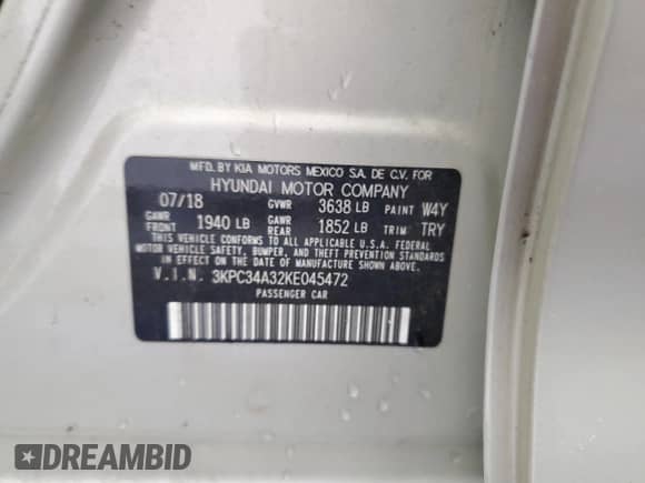 2019 Hyundai Accent Limited with VIN 3KPC34A32KE045472, listed as a Copart auction lot 85339335 with 114,831 mi miles and Clean title. Bid and sale history available at DreamBid. Image 12.