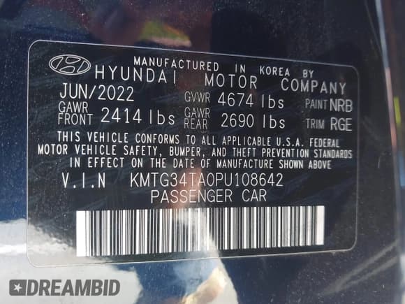 ✅ 2023 Genesis G70 2.0T • VIN: KMTG34TA0PU108642 • Lot: 43389641. Listed on IAAI with 62,137 mi. Free auction sales archive from the USA and detailed vehicle history report at DreamBid. Image 9.