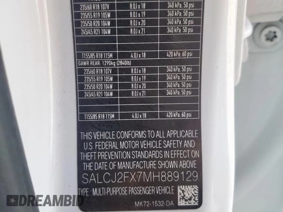 ✅ 2021 Land Rover Discovery Sport S • VIN: SALCJ2FX7MH889129 • Lot: 67959085. Listed on Copart with 48,723 mi. Free auction sales archive from the USA and detailed vehicle history report at DreamBid. Image 12.