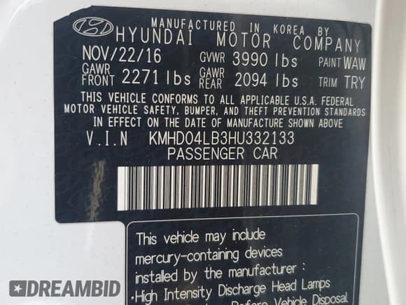 ✅ 2017 Hyundai Elantra Sport • VIN: KMHD04LB3HU332133 • Lot: 82200305. Listed on Copart with 112,367 mi. Free auction sales archive from the USA and detailed vehicle history report at DreamBid. Image 13.