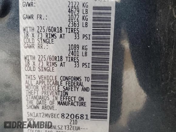 ✅ 2014 Nissan Rogue S • VIN: 5N1AT2MV8EC820681 • Lot: 82295935. Wystawiony na Copart z przebiegiem 60 240 mil. Bezpłatny archiwum sprzedaży aukcyjnych z USA i szczegółowy raport historii pojazdu na DreamBid. Zdjęcie 12.