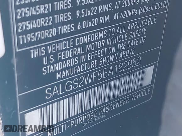 ✅ 2014 Land Rover Range Rover HSE • VIN: SALGS2WF5EA182952 • Lot: 40167081. Listed on IAAI with 126,142 mi. Free auction sales archive from the USA and detailed vehicle history report at DreamBid. Image 9.