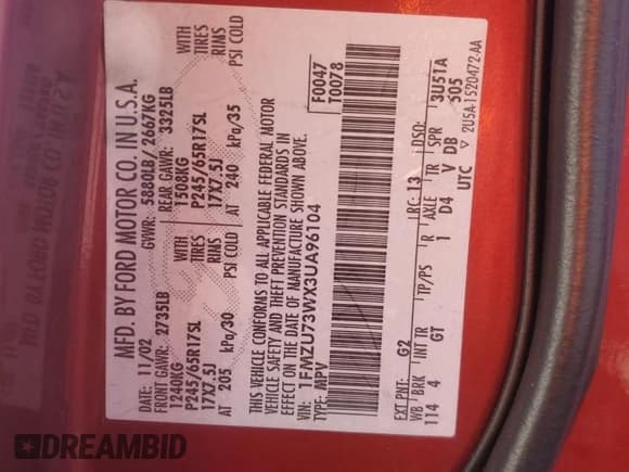 ✅ 2003 Ford Explorer XLT • VIN: 1FMZU73WX3UA96104 • Lot: 86066454. Listed on Copart with 192,031 mi. Free auction sales archive from the USA and detailed vehicle history report at DreamBid. Image 16.