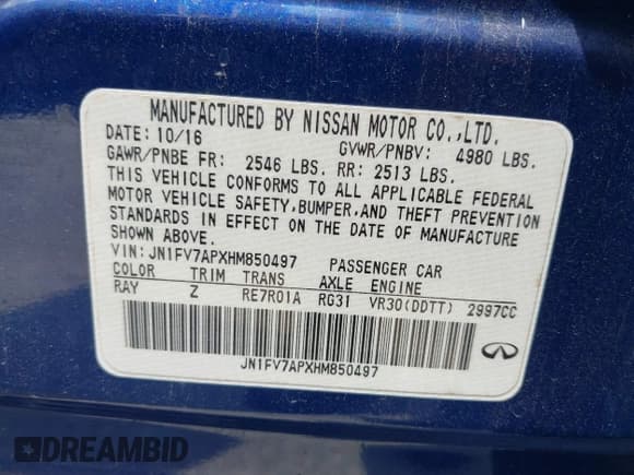 ✅ 2017 Infiniti Q50 Red Sport 400 • VIN: JN1FV7APXHM850497 • Лот: 42277223. Опубликован ранее на IAAI с пробегом 122 603 миль. Бесплатный доступ к архиву аукционных продаж из США и подробный отчёт об истории автомобиля на DreamBid. Изображение 9.