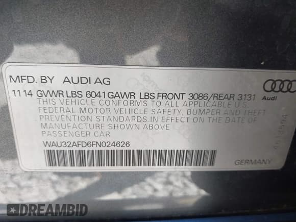 ✅ 2015 Audi A8 4.0T • VIN: WAU32AFD6FN024626 • Lot: 42978163. Wystawiony na IAAI z przebiegiem 143 595 mil. Bezpłatny archiwum sprzedaży aukcyjnych z USA i szczegółowy raport historii pojazdu na DreamBid. Zdjęcie 9.