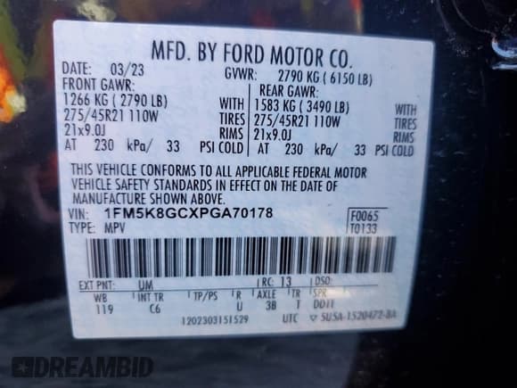 ✅ 2023 Ford Explorer ST • VIN: 1FM5K8GCXPGA70178 • Lot: 84809745. Wystawiony na Copart z przebiegiem 11 854 mil. Bezpłatny archiwum sprzedaży aukcyjnych z USA i szczegółowy raport historii pojazdu na DreamBid. Zdjęcie 14.