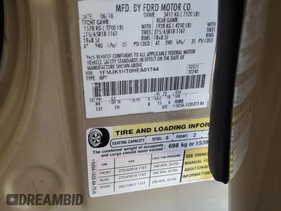 ✅ 2017 Ford Expedition Max XLT • VIN: 1FMJK1HT0HEA01744 • Lot: 67146815. Wystawiony na Copart z przebiegiem 193 648 mil. Bezpłatny archiwum sprzedaży aukcyjnych z USA i szczegółowy raport historii pojazdu na DreamBid. Zdjęcie 13.