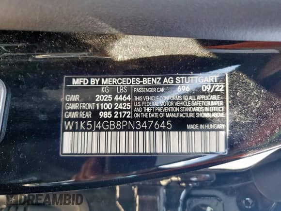 2023 Mercedes-Benz CLA 250 с VIN W1K5J4GB8PN347645, выставлен на аукционе Copart как лот 83950745 с пробегом 45 602 миль миль и Списание • Salvage title. История ставок и продаж доступна на DreamBid. Изображение 12.